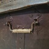French leather and wooden carriage trunk 18th century