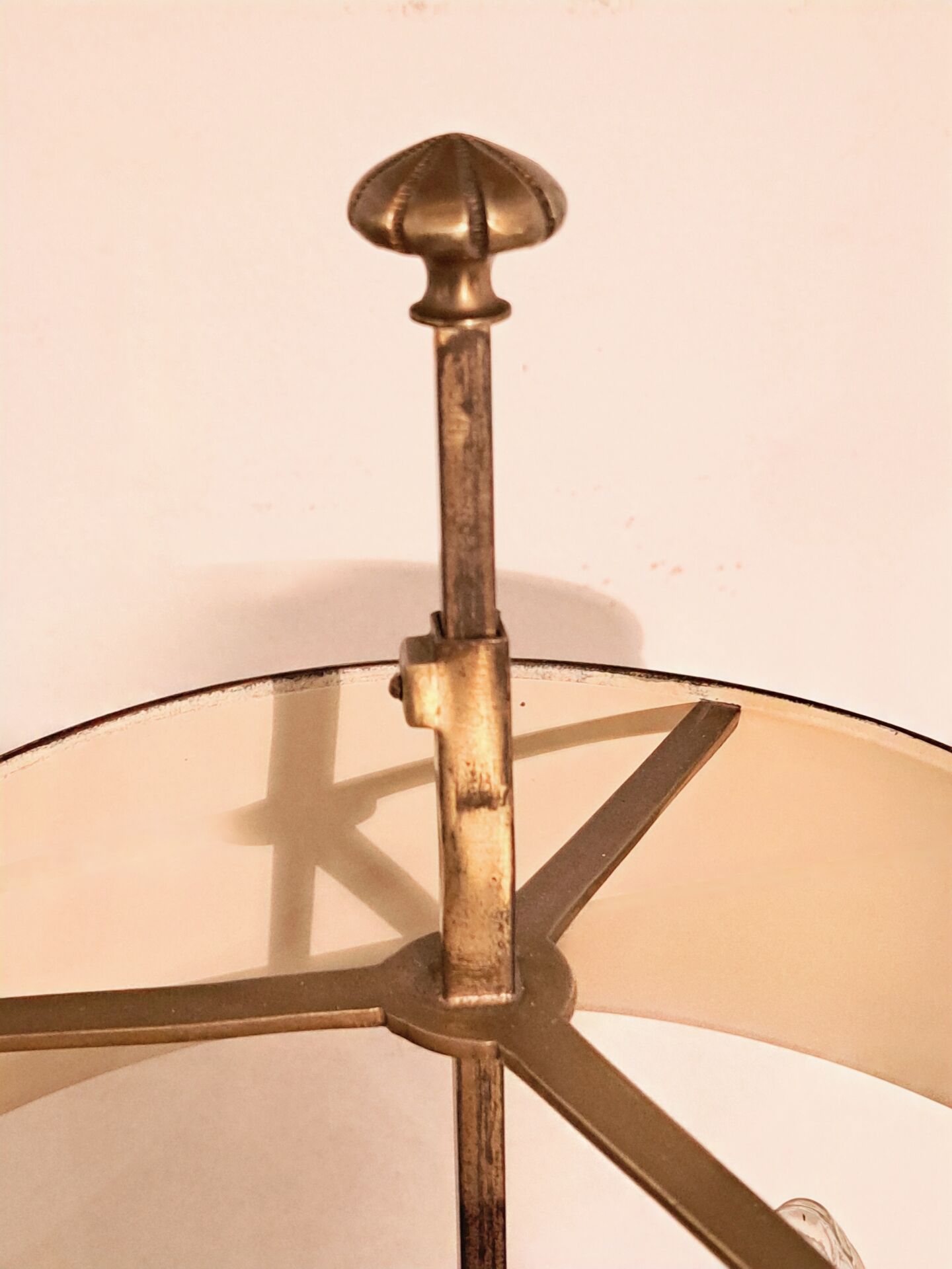 Gilded bronze and painted tin bouillotte lamp