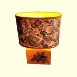 Signed lamp, terracotta base with original shade, Vintage – 1980