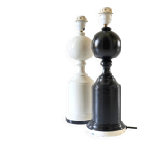 2 large black and white turned wood vintage lamp bases.