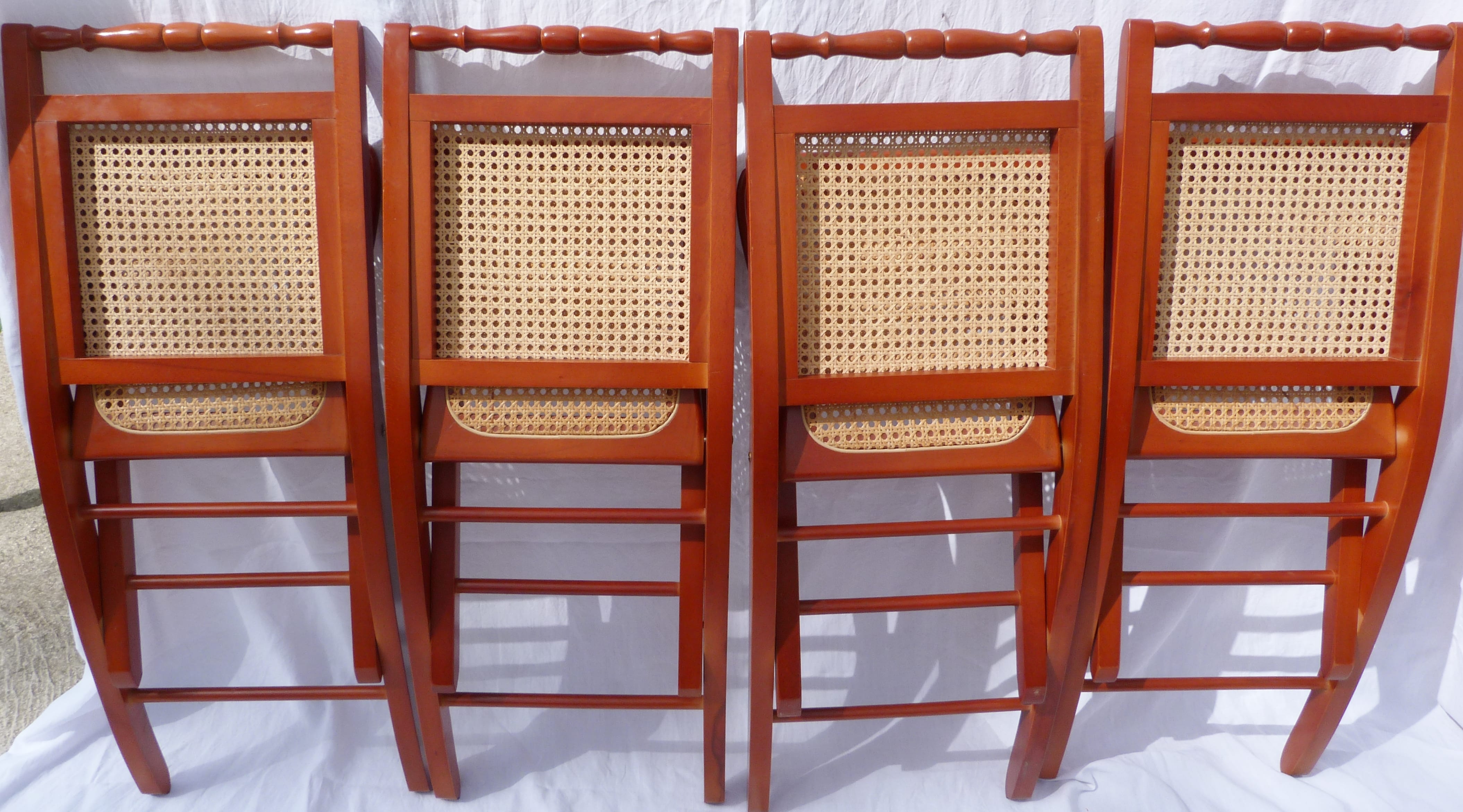 Set of 4 canned folding chairs