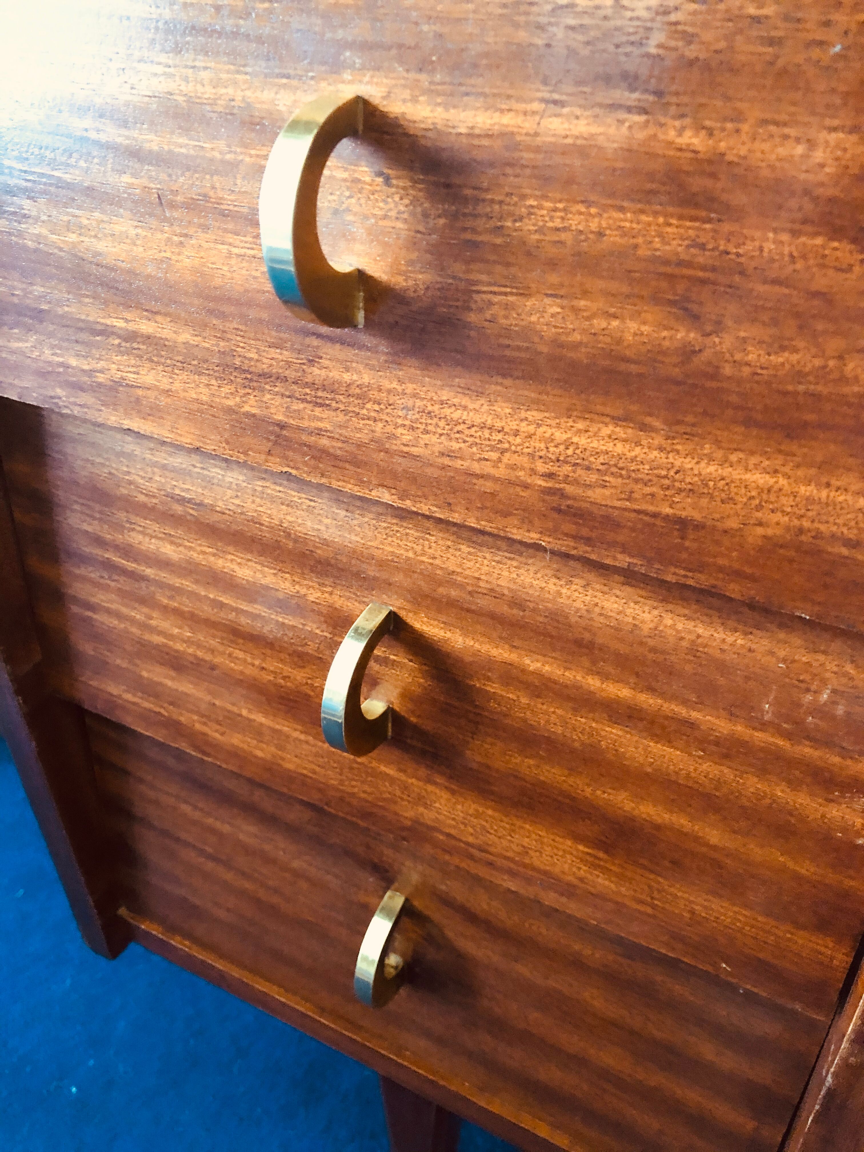 Mahogany writing desk 6 drawers 1960