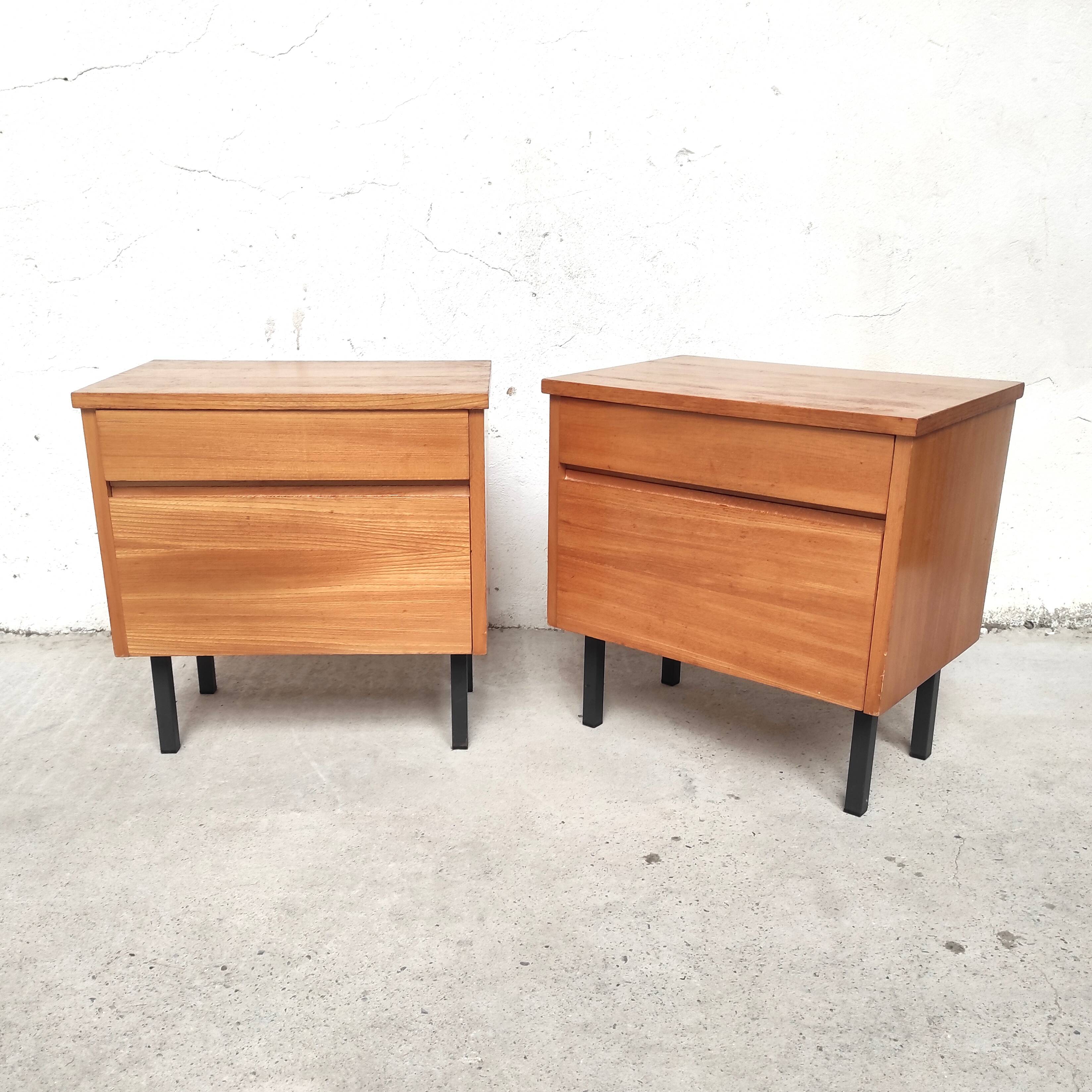 Paire de chevets pieds acier, 1960