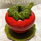 Strawberry Barbotine Tureen with Spoon