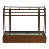 Porte-parapluies Art Déco École d'Amsterdam en bronze et chêne, Pays-Bas, années 1920