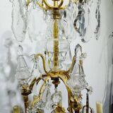12-light bronze and crystal cage chandelier