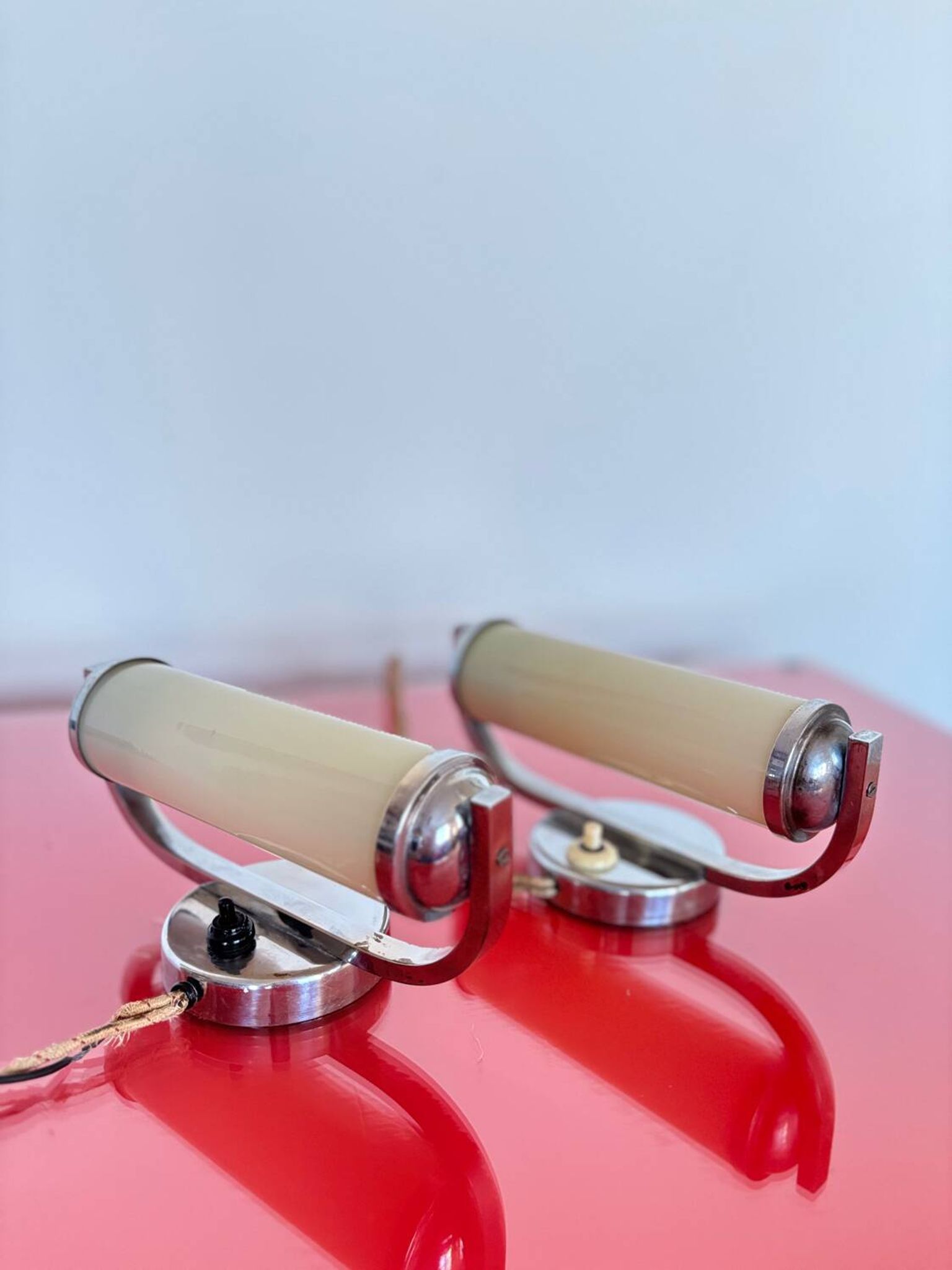 Functionalist set of bedside table lamps, Czechoslovakia