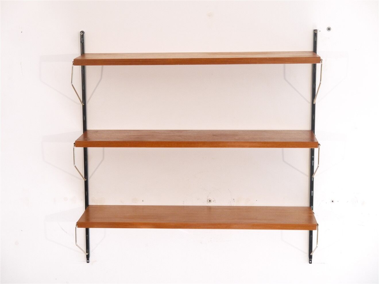 Vintage Scandinavian wall floor in teak metal and brass