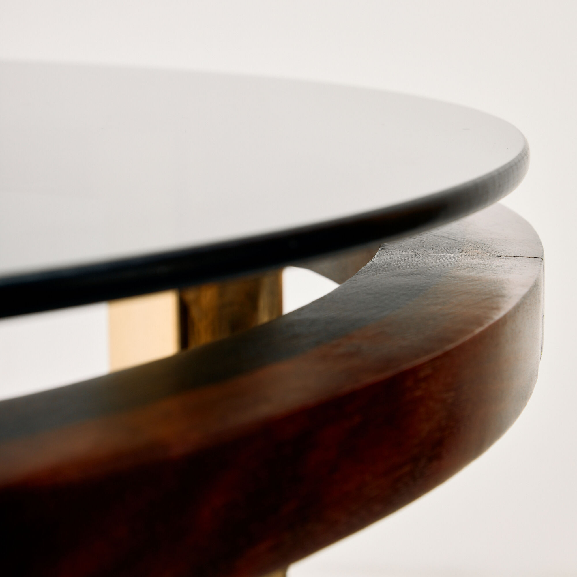Restored dining table in mahogany and brass.