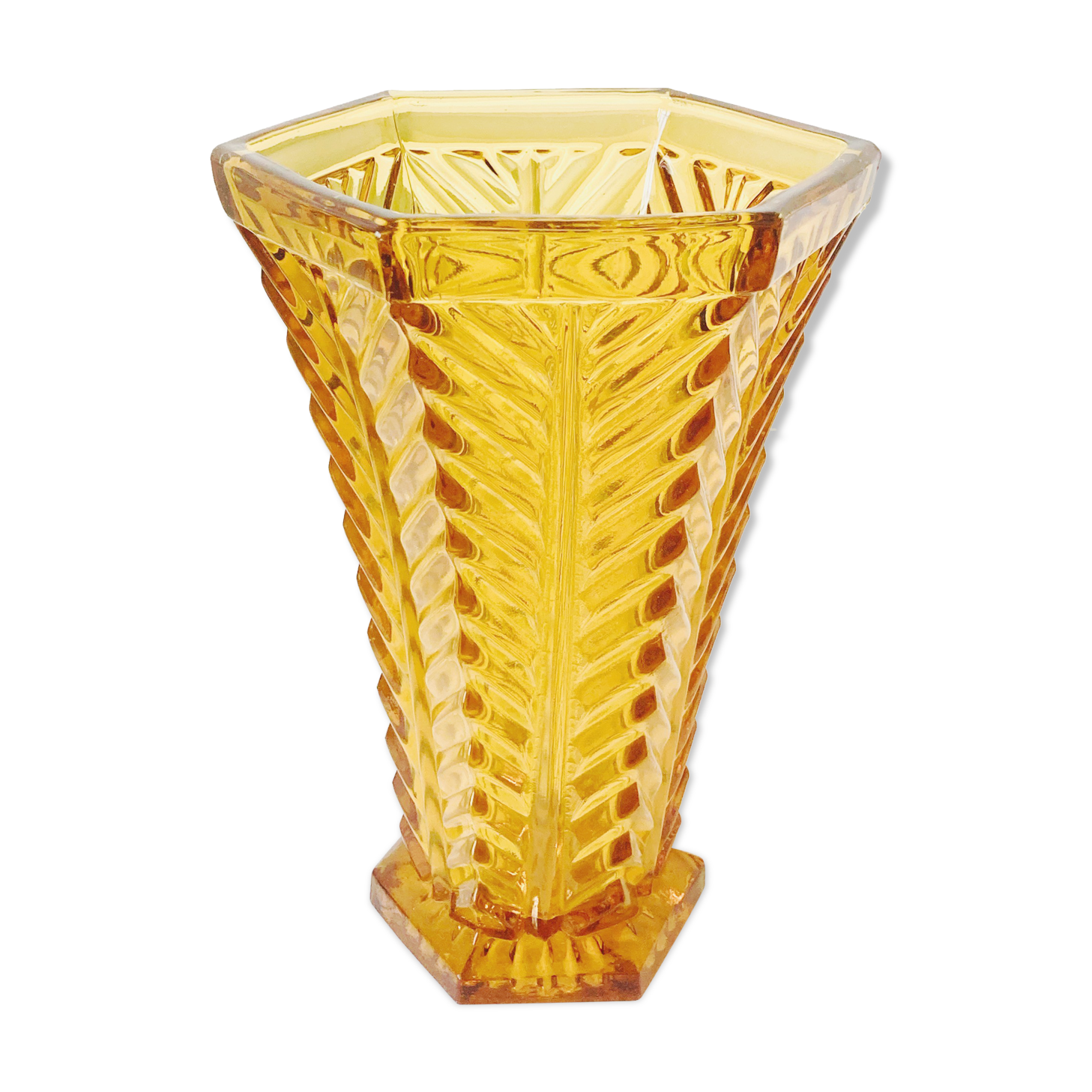Amber yellow art deco vase