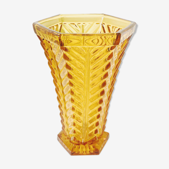 Amber yellow art deco vase