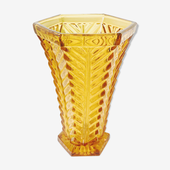 Vase art déco jaune ambré