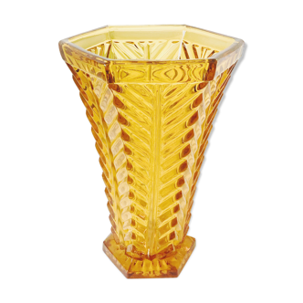 Amber yellow art deco vase