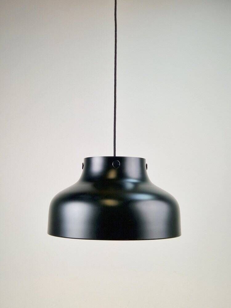 Mid-Century Modern Danish Black Jumbo Pendant Lamp by Uniline for Nordisk Solar, 1960s