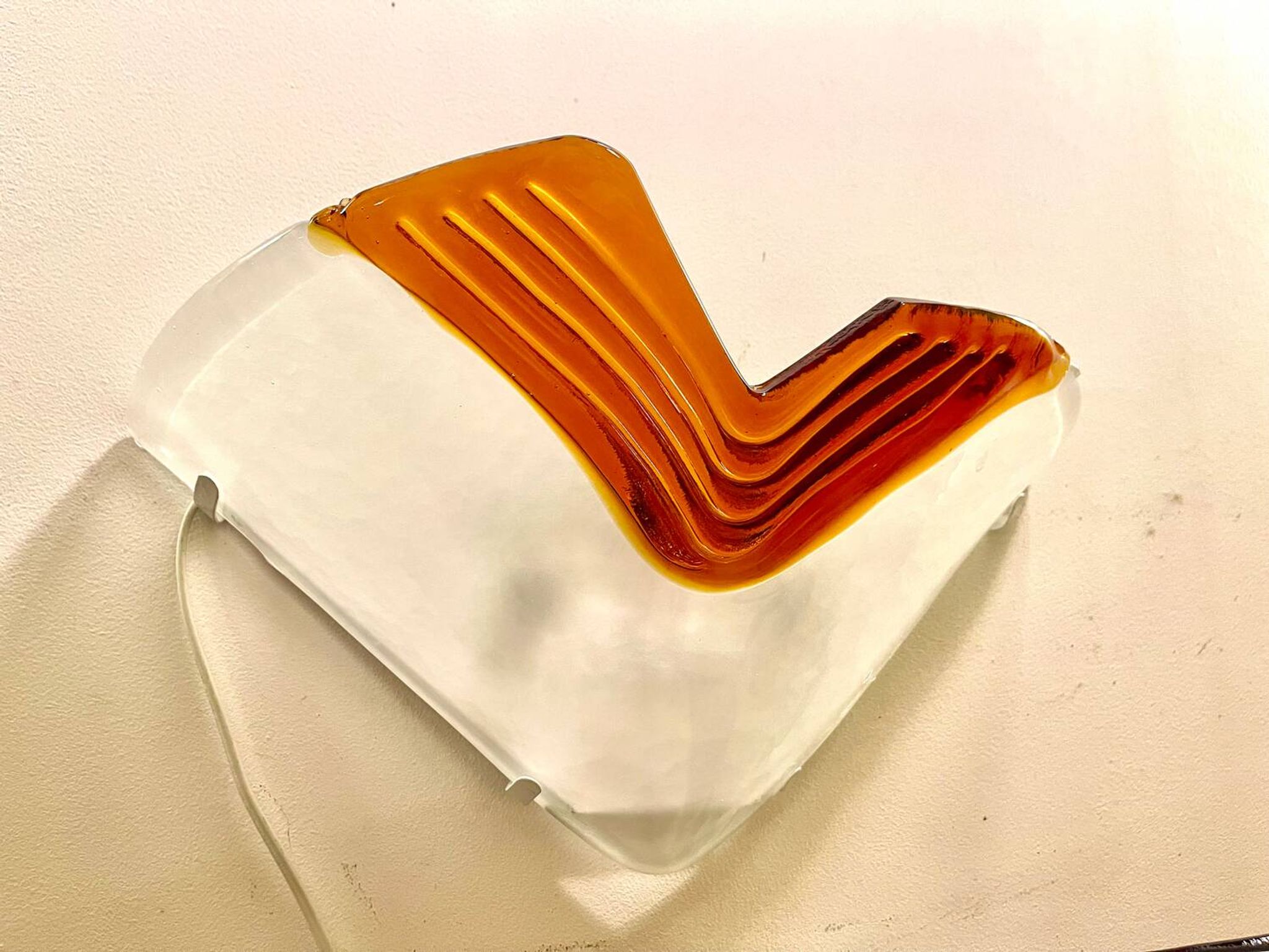 The Murina pair of bicolour Murano glass wall lights, Italy 1980.