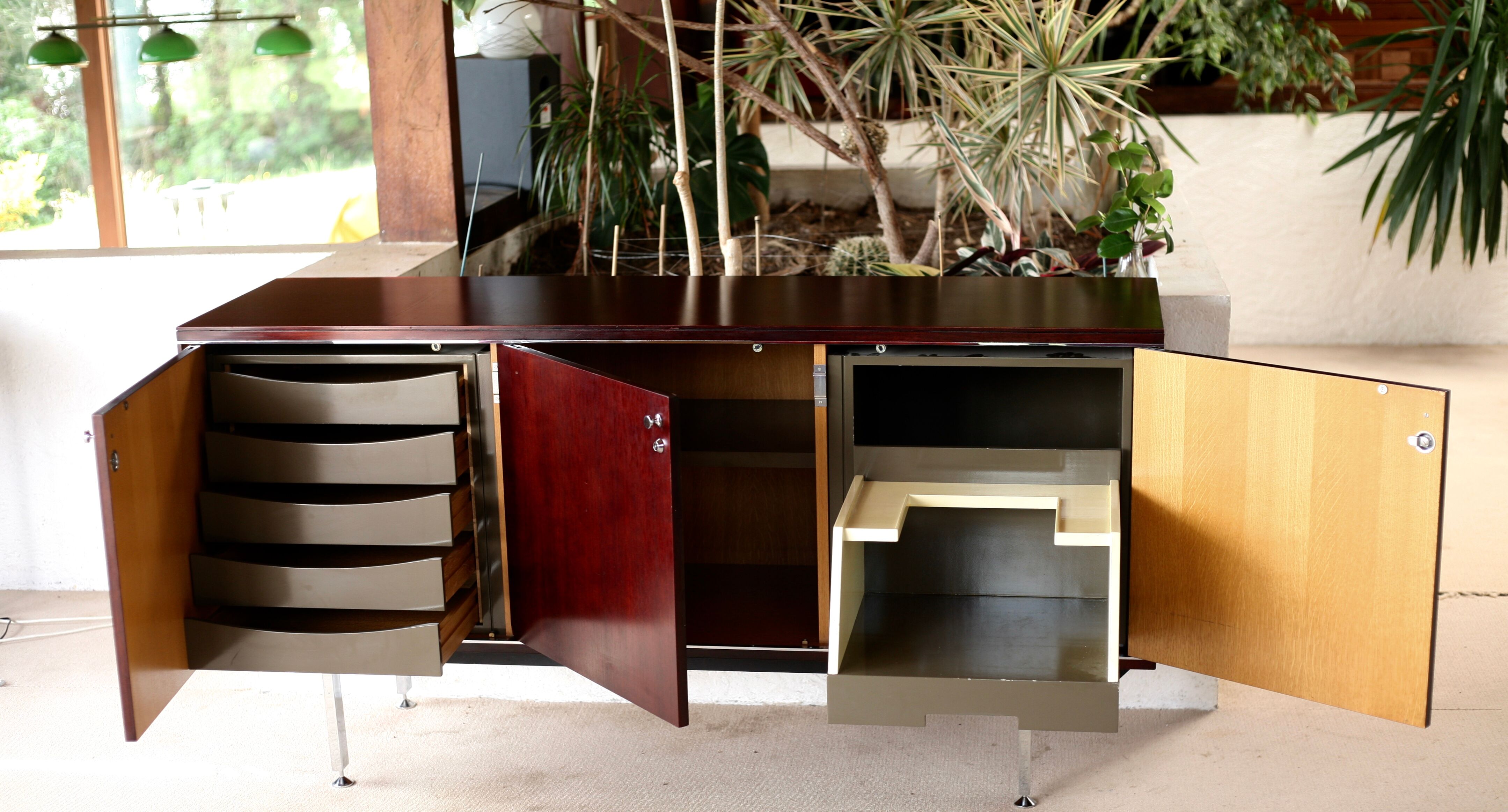 Sideboard solid wood and steel, France, cira 1970, Negroni edition