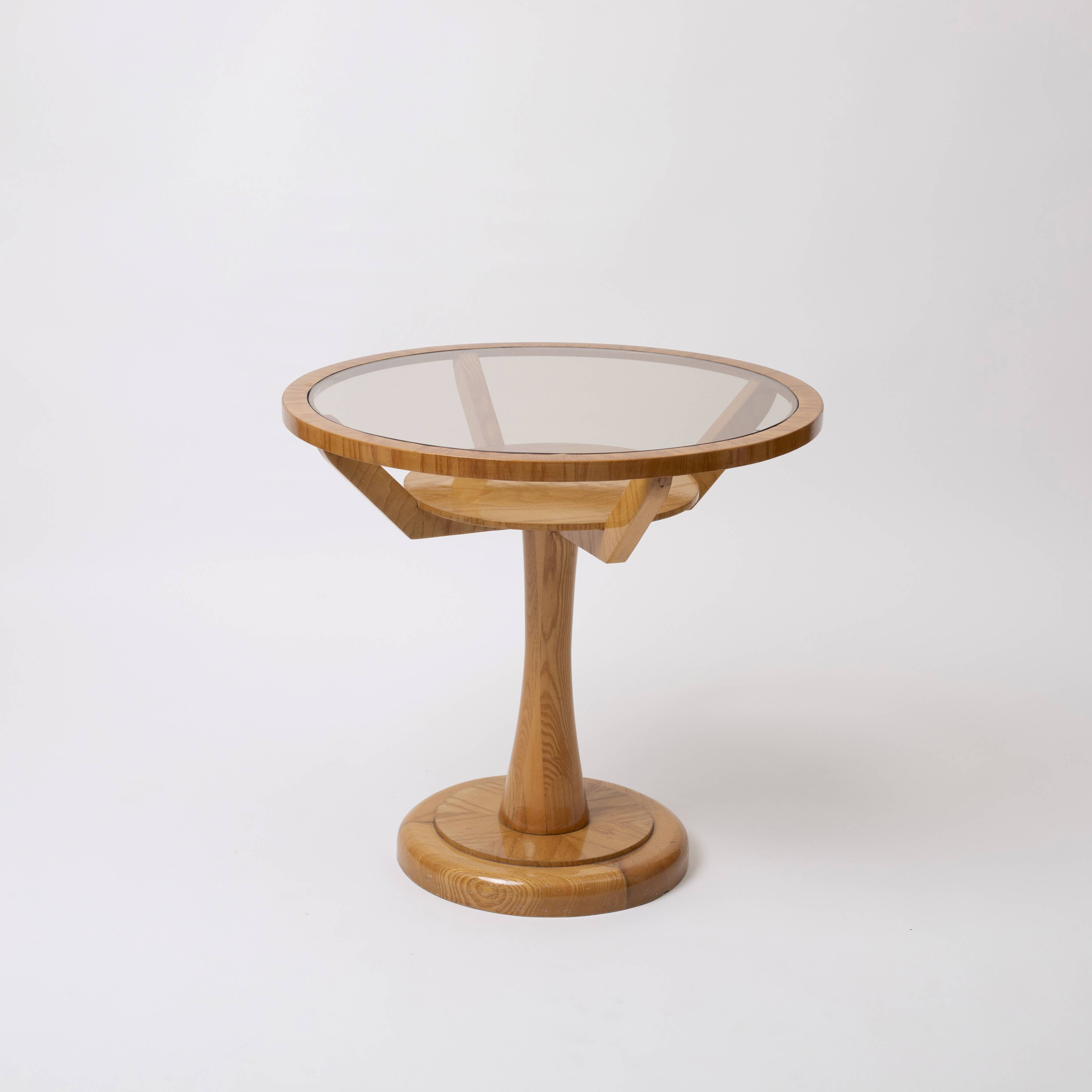 Ocassionall / console table in ash and smoked glass , 1950s, Czechoslovakia