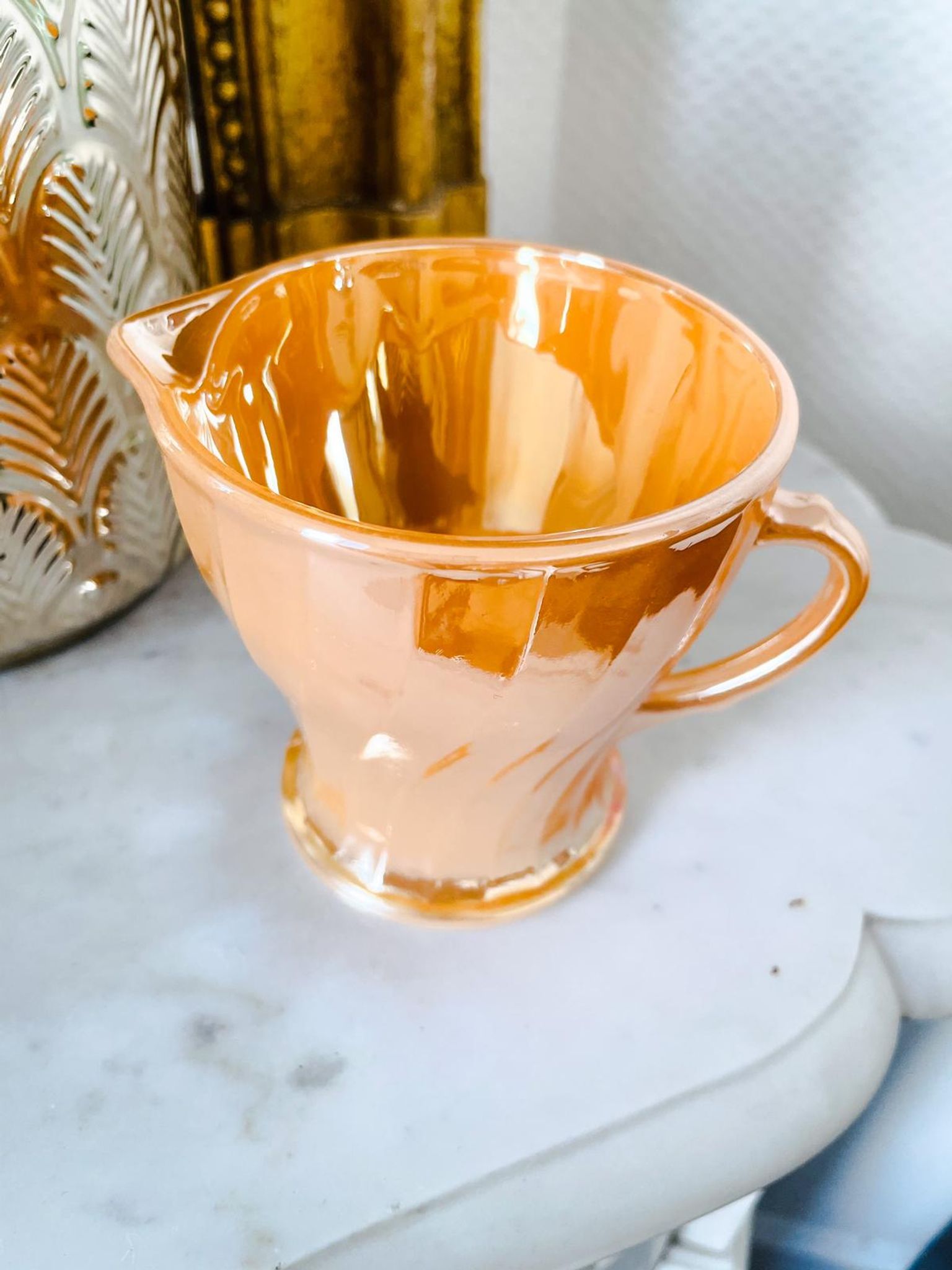 Iridescent vintage porcelain pitcher