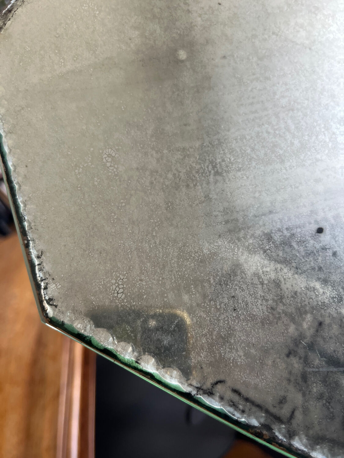 Mirror, antique octagonal tray.