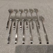 12 fourchettes à gateaux métal argenté orfèvre Ercuis Horizon 14,9cm