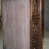 Henri II Style Oak Bonnetière with Joan of Arc Decor, Late 19th Century