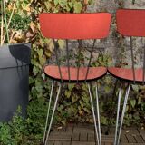 4 red Formica chairs with Eiffel legs 1950