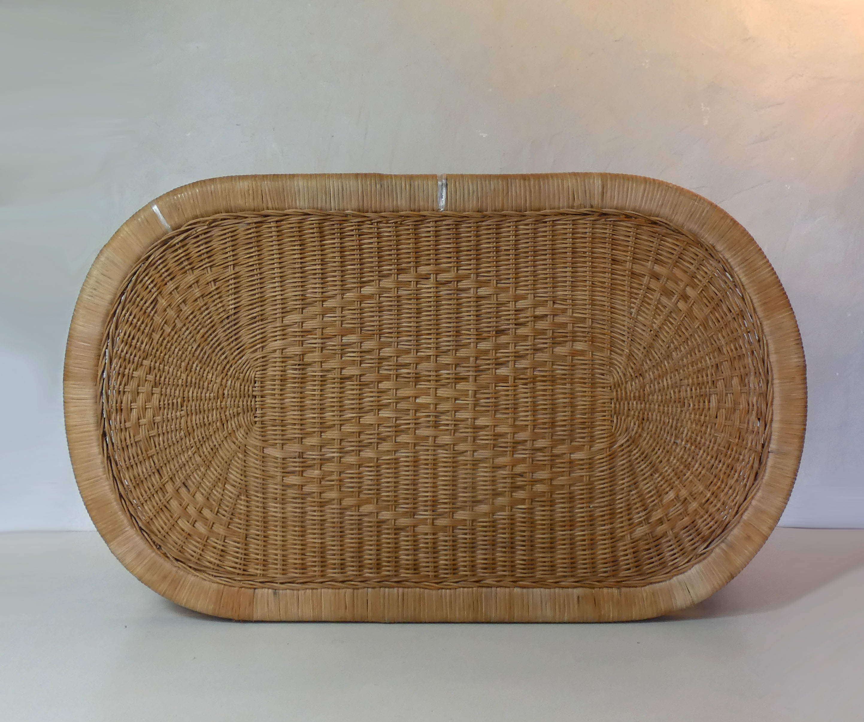 Old vintage rattan coffee table