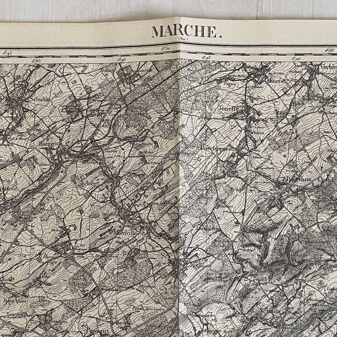 Map of the surroundings of Marche-en-Famenne Belgium vintage 1914