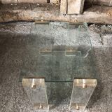 Pair bedside design plexi + brass + vintage glass trays