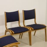 Set of 4 Scandinavian design chairs curved wood from the 60s. Ref JADOU