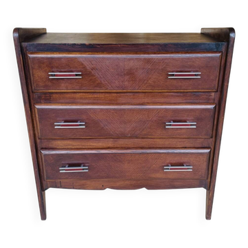 Commode de style Art Deco en noyer, circa 1950