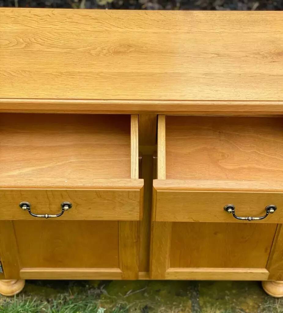 Solid oak sideboard. Three drawers.