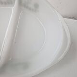 Glasbake usa hollow oven dish compartmented 2 parts vintage daisy green