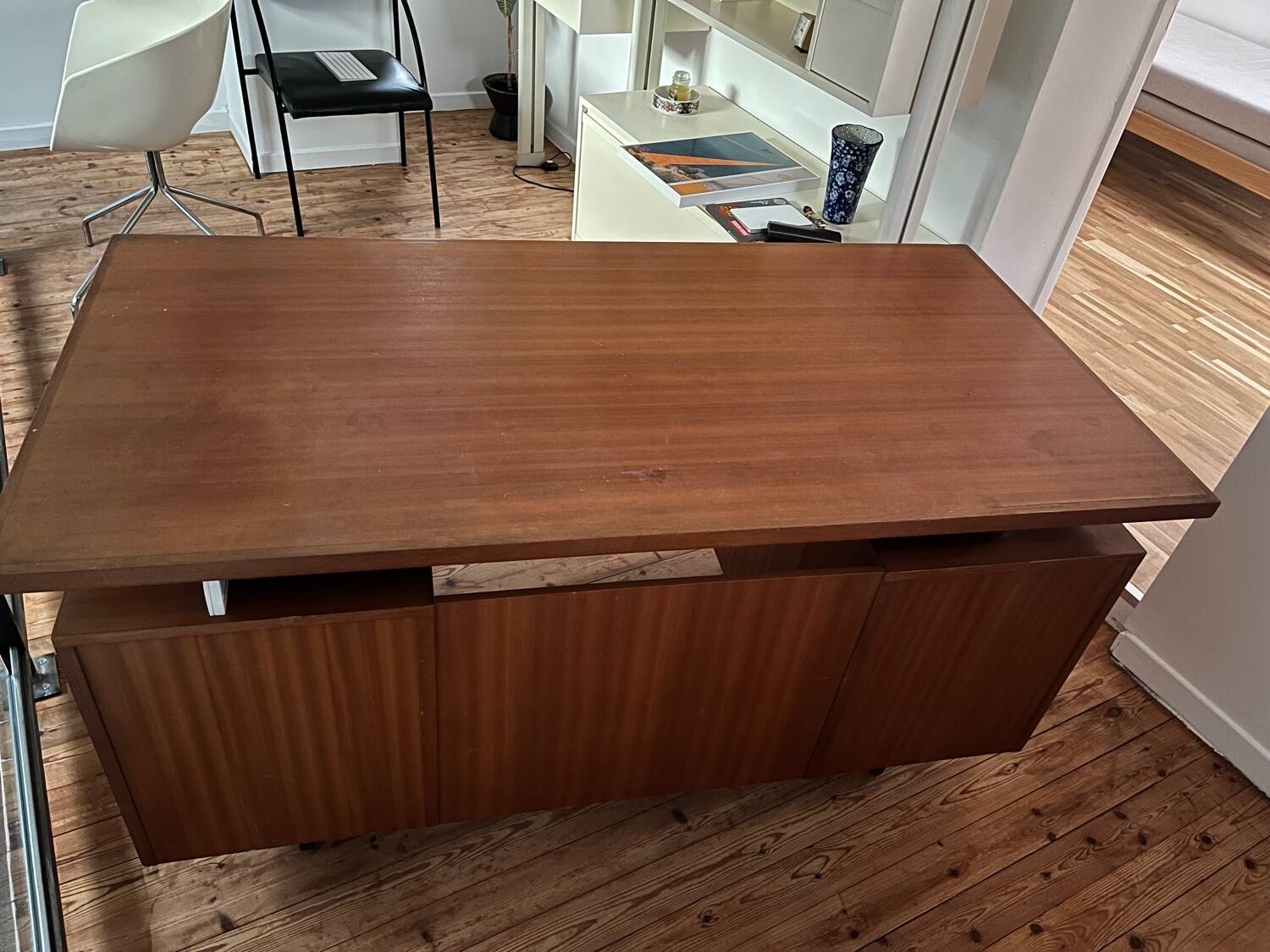 Large oak desk with double pedestal - 1950