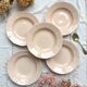 5 Vintage Rose Porcelain Soup Plates Digoin Sarreguemines