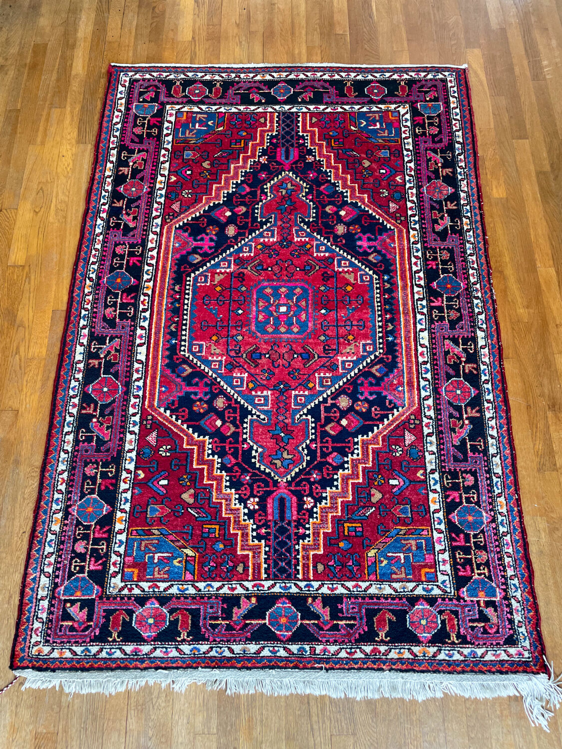 Burgundy Persian rugs pink and midnight blue