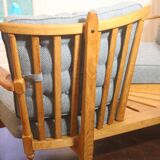 Fan bench by Guillerme and Chambron reupholstered