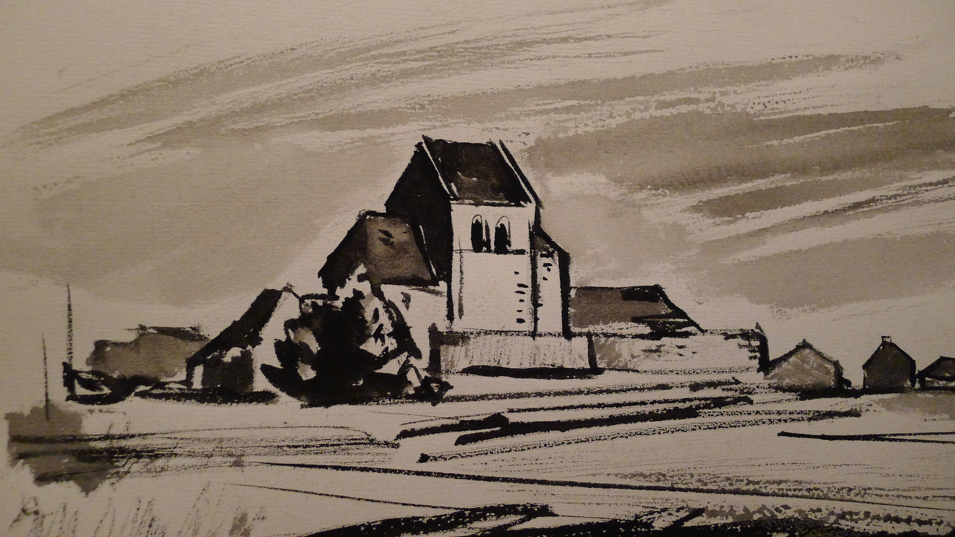 Original drawing in black chalk by Jean Villette (1913-2005)