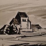 Original drawing in black chalk by Jean Villette (1913-2005)