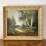 Tableau ancien signé Baldy – Paysage forestier – École de Barbizon fin XIXe