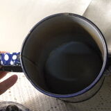 Cafetière verseuse ancienne en tôle émaillée bleu blanc