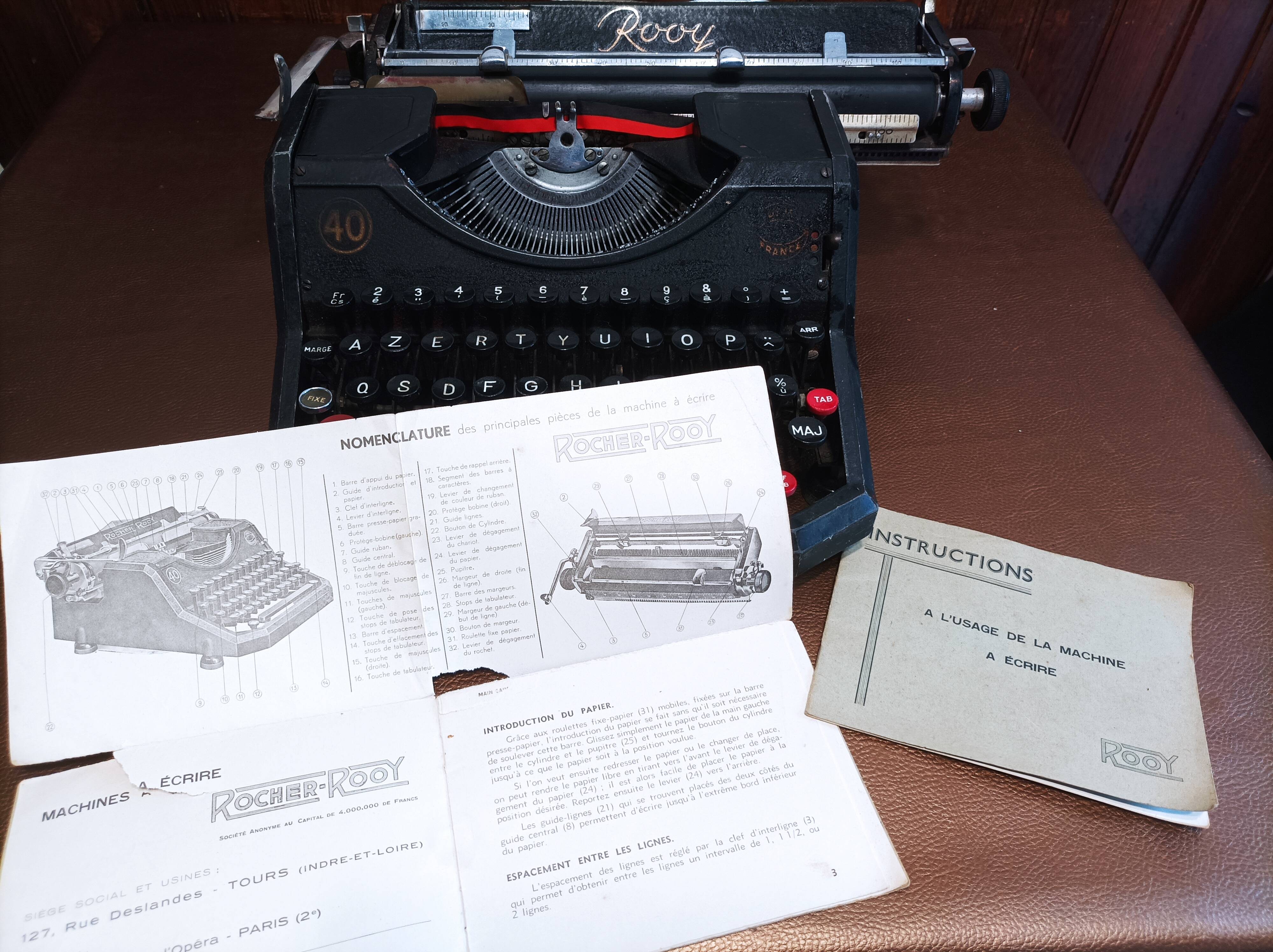 Typewriter rooy 40 with instructions and instruction (rare)
