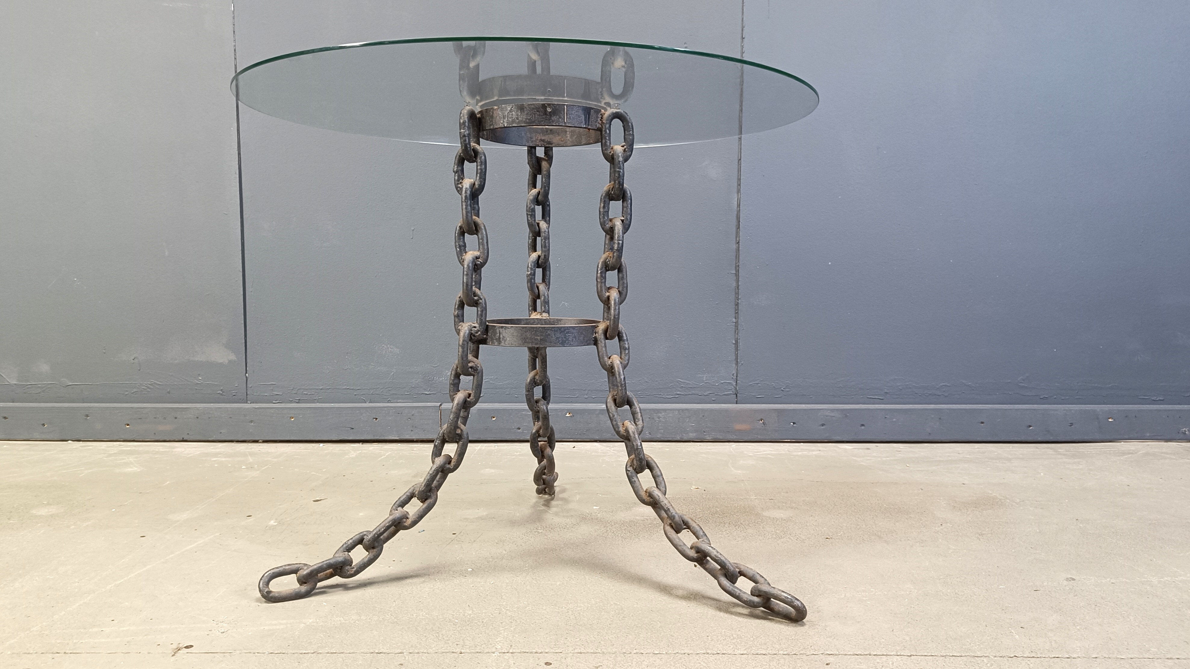 Brutalist chain link coffee table or side table, 1970s