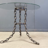 Brutalist chain link coffee table or side table, 1970s