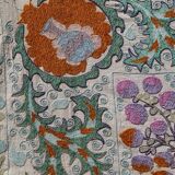 Antique hand embroidered silk suzani bedspread