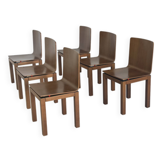 Ensemble de 6 chaises de salle à manger vintage italiennes minimalistes
