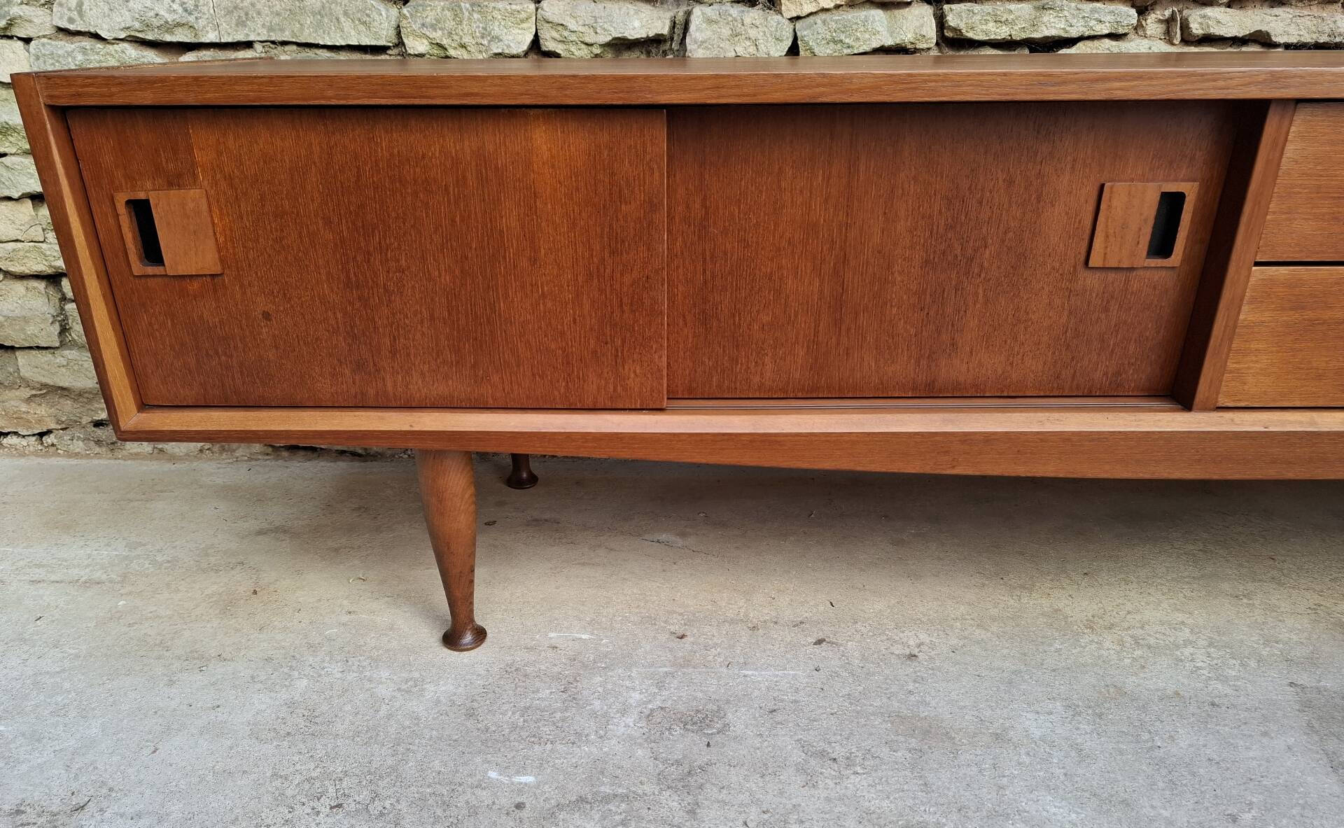 Low teak sideboard 200cm