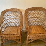 Paire de fauteuils en osier, 1960