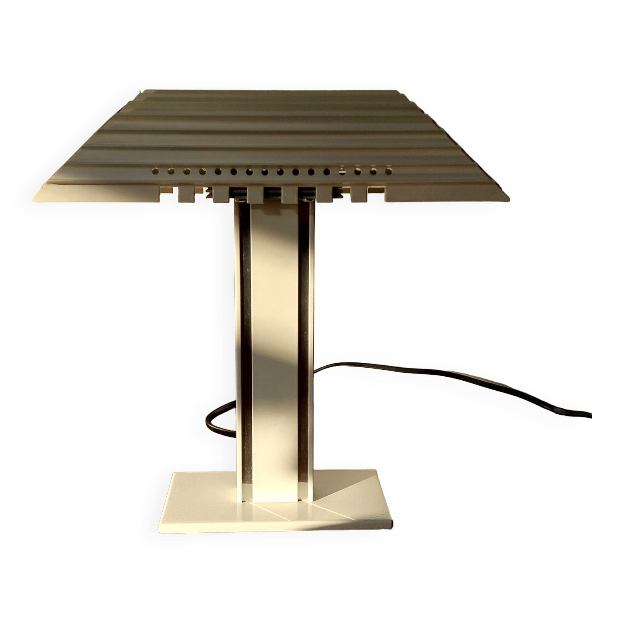 Desk lamp in white lacquered aluminum 1980 Aluminor.