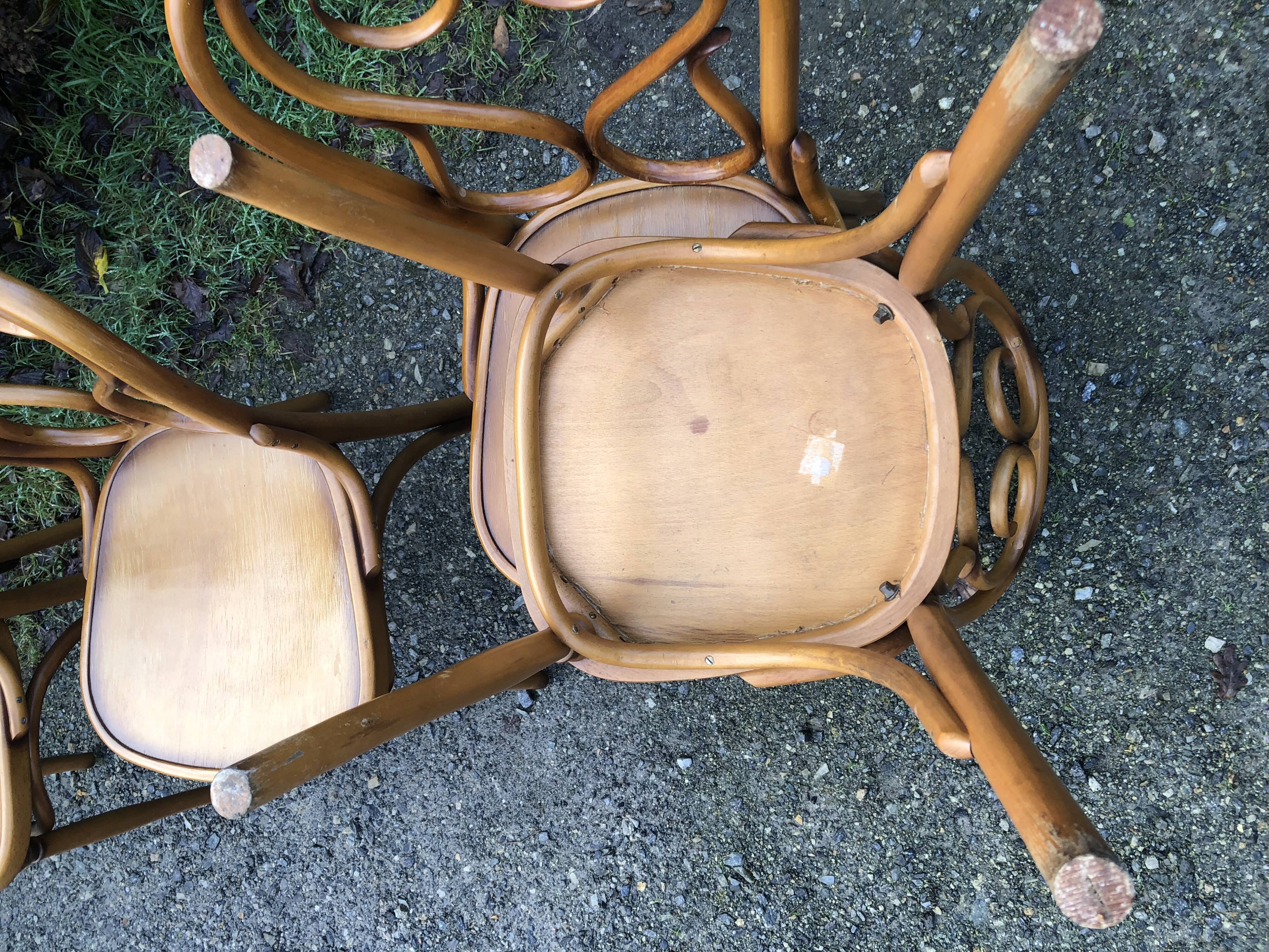 4 Thonet style bentwood chairs in beech.